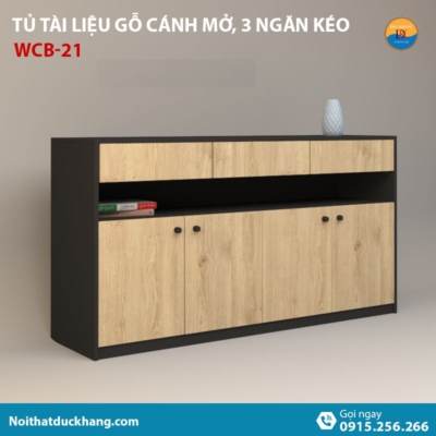 WCB-21 | Tủ đựng hồ sơ thấp 4 cánh mở và 3 ngăn kéo hiện đại