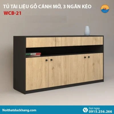 WCB-21 | Tủ đựng hồ sơ thấp 4 cánh mở và 3 ngăn kéo hiện đại