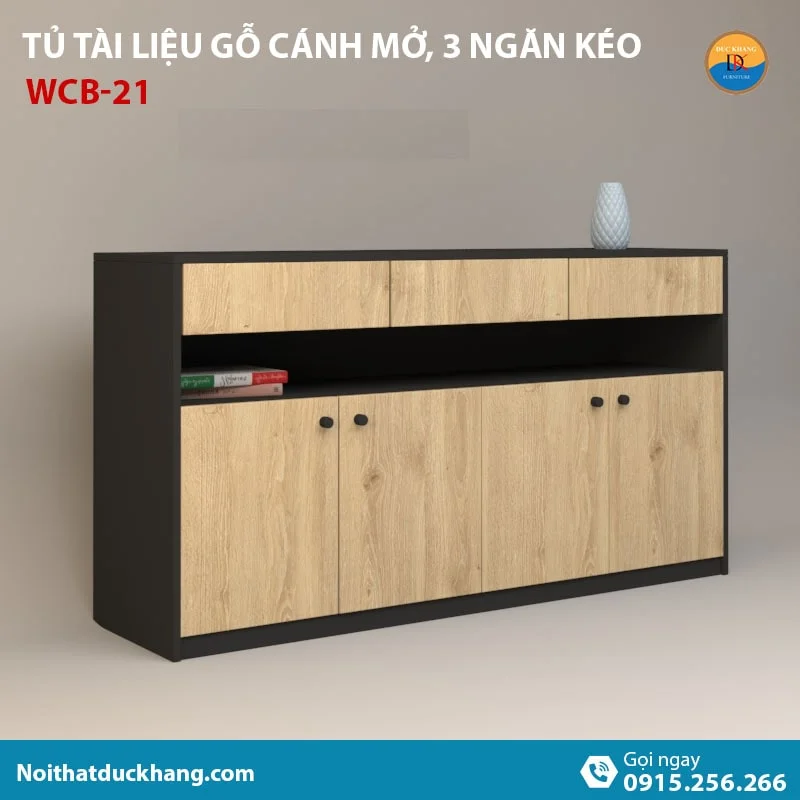 WCB-21 | Tủ đựng hồ sơ thấp 4 cánh mở và 3 ngăn kéo hiện đại