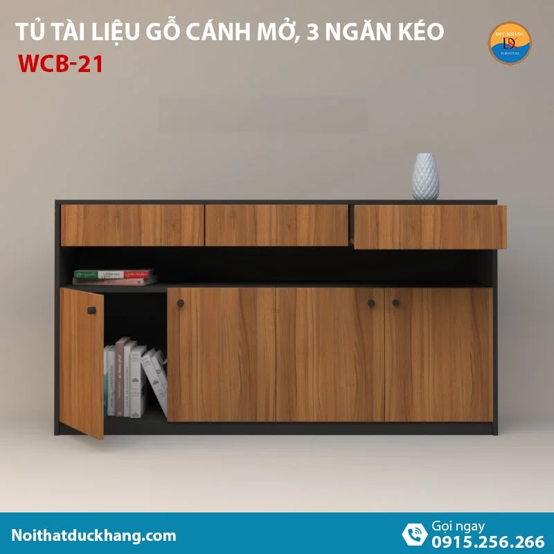 WCB-21 | Tủ đựng hồ sơ thấp 4 cánh mở và 3 ngăn kéo hiện đại