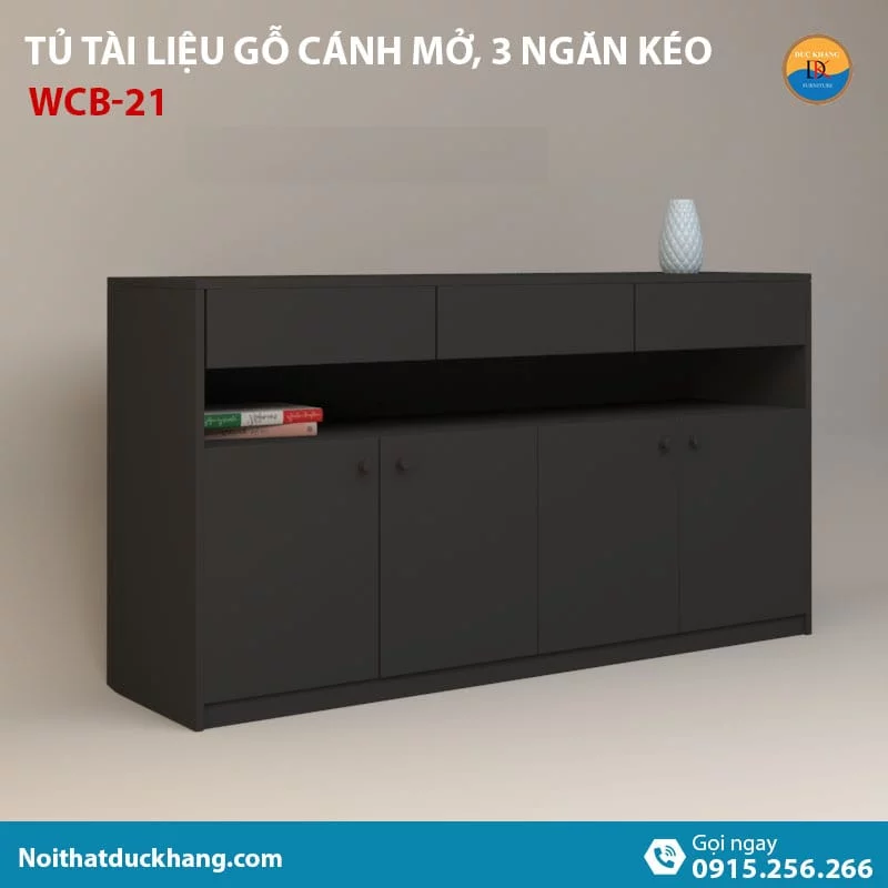 WCB-21 | Tủ đựng hồ sơ thấp 4 cánh mở và 3 ngăn kéo hiện đại