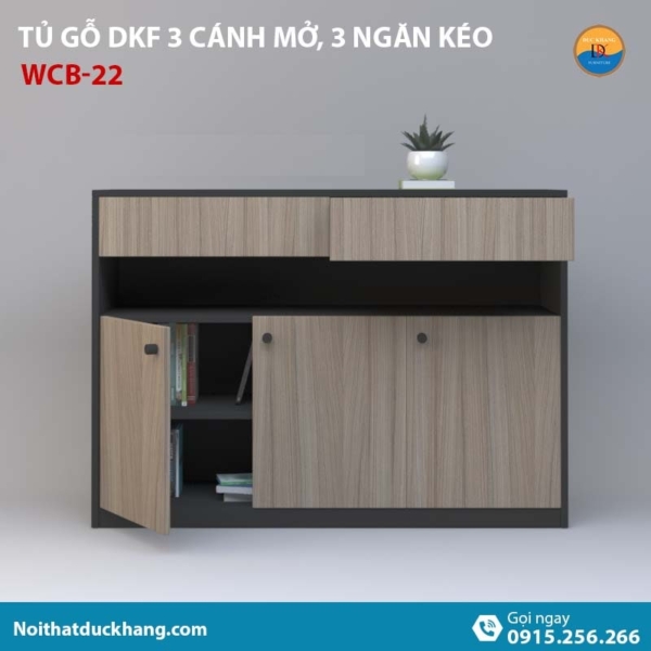 WCB-22 | Tủ hồ sơ thấp 3 cánh mở và 2 ngăn kéo tiện lợi