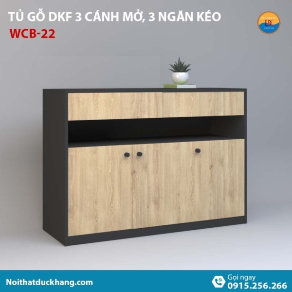 WCB-22 | Tủ hồ sơ thấp 3 cánh mở và 2 ngăn kéo tiện lợi