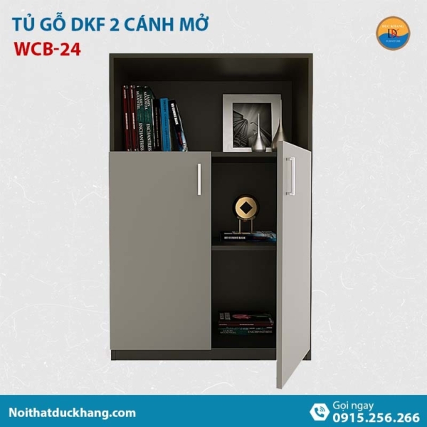 WCB-24 | Tủ tài liệu thấp DKF 2 cánh lửng mở, có kệ tủ hở phía trên