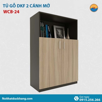 WCB-24 | Tủ tài liệu thấp DKF 2 cánh lửng mở, có kệ tủ hở phía trên