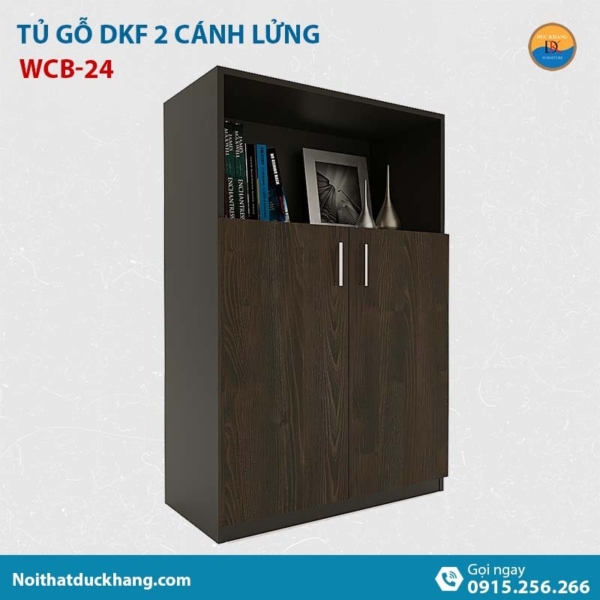 WCB-24 | Tủ tài liệu thấp DKF 2 cánh lửng mở, có kệ tủ hở phía trên