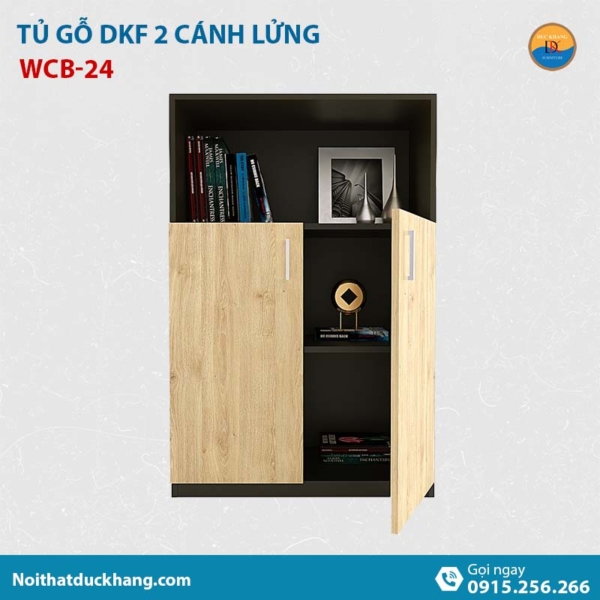 WCB-24 | Tủ tài liệu thấp DKF 2 cánh lửng mở, có kệ tủ hở phía trên