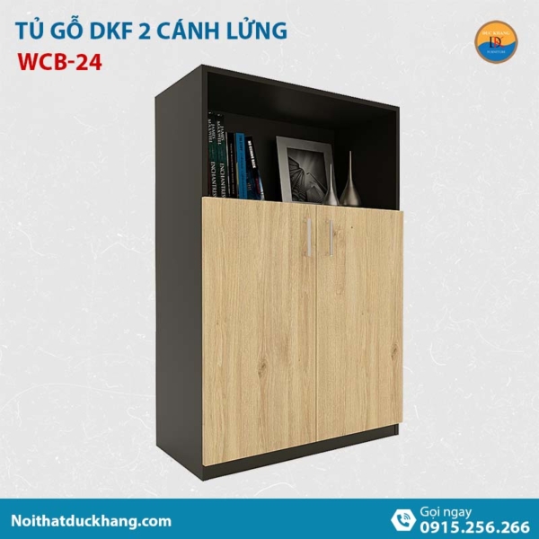 WCB-24 | Tủ tài liệu thấp DKF 2 cánh lửng mở, có kệ tủ hở phía trên