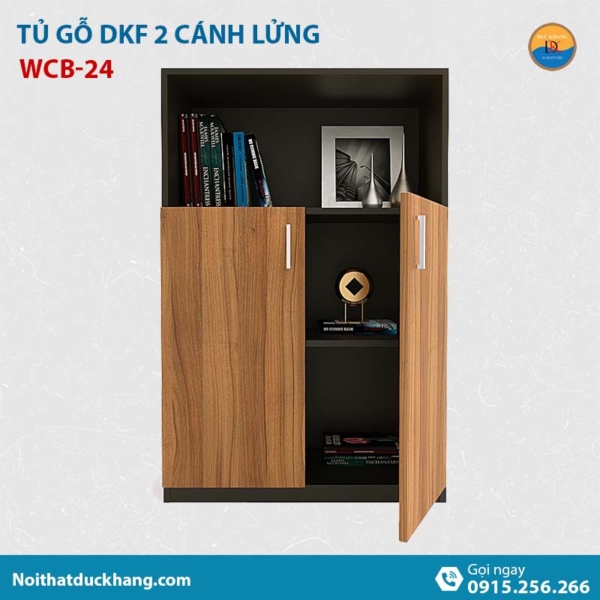 WCB-24 | Tủ tài liệu thấp DKF 2 cánh lửng mở, có kệ tủ hở phía trên