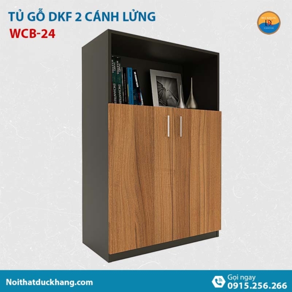 WCB-24 | Tủ tài liệu thấp DKF 2 cánh lửng mở, có kệ tủ hở phía trên