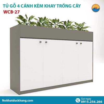 WCB-27 | Tủ hồ sơ thấp 4 cánh mở, có khay trồng cây xanh