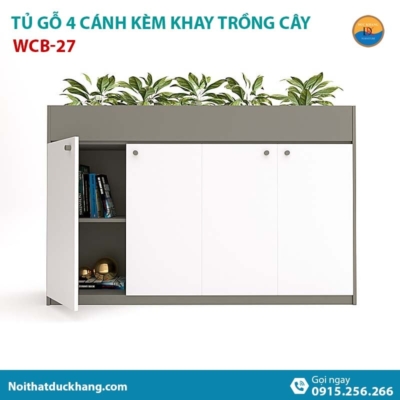 WCB-27 | Tủ hồ sơ thấp 4 cánh mở, có khay trồng cây xanh