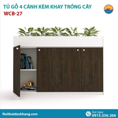 WCB-27 | Tủ hồ sơ thấp 4 cánh mở, có khay trồng cây xanh