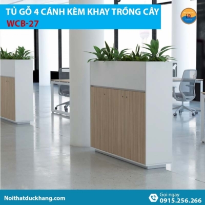 WCB-27 | Tủ hồ sơ thấp 4 cánh mở, có khay trồng cây xanh