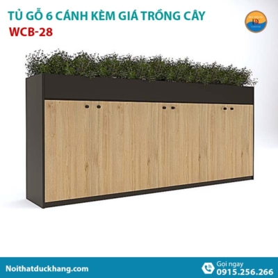 WCB-28 | Tủ tài liệu thấp 6 cánh mở, có khay trồng cây xanh