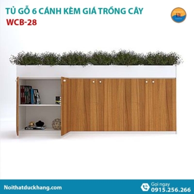 WCB-28 | Tủ tài liệu thấp 6 cánh mở, có khay trồng cây xanh