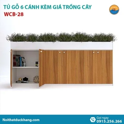 WCB-28 | Tủ tài liệu thấp 6 cánh mở, có khay trồng cây xanh
