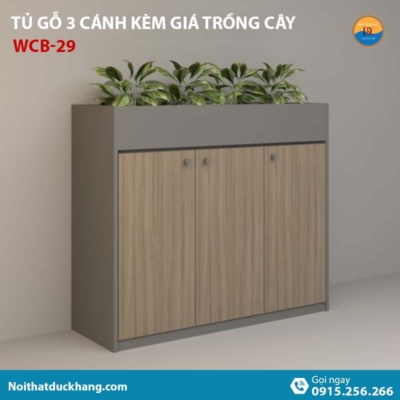 WCB-29 | Tủ tài liệu 3 cánh mở, phía trên có khay trồng cây xanh