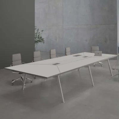 DKFBH106 | Bàn họp Orange chân sắt trắng dạng côn, mặt bàn gỗ