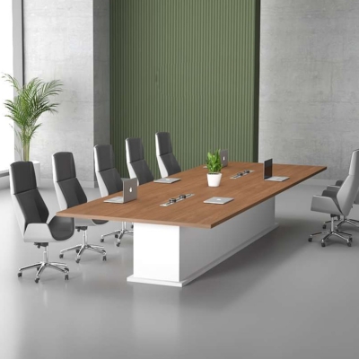 Bàn họp văn phòng hình chữ nhật 3m chân gỗ cao cấp, bền bỉ DKFBH108