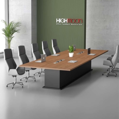 Bàn họp văn phòng hình chữ nhật 3m chân gỗ cao cấp, bền bỉ DKFBH108