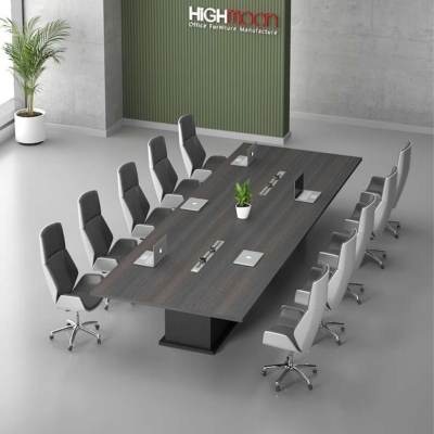 Bàn họp văn phòng hình chữ nhật 3m chân gỗ cao cấp, bền bỉ DKFBH108