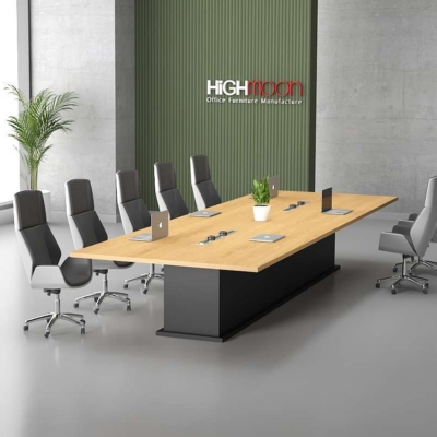 Bàn họp văn phòng hình chữ nhật 3m chân gỗ cao cấp, bền bỉ DKFBH108