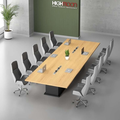 Bàn họp văn phòng hình chữ nhật 3m chân gỗ cao cấp, bền bỉ DKFBH108