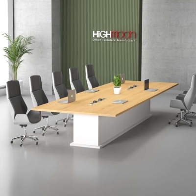 Bàn họp văn phòng hình chữ nhật 3m chân gỗ cao cấp, bền bỉ DKFBH108