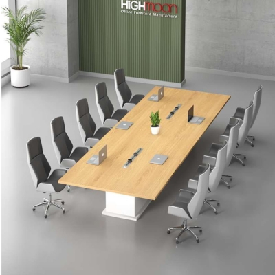 Bàn họp văn phòng hình chữ nhật 3m chân gỗ cao cấp, bền bỉ DKFBH108