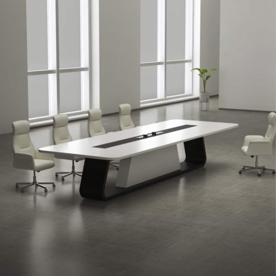 Bàn họp gỗ công nghiệp 2m4, chân gỗ uốn cong độc đáo DKFBH110