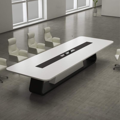 Bàn họp gỗ công nghiệp 2m4, chân gỗ uốn cong độc đáo DKFBH110