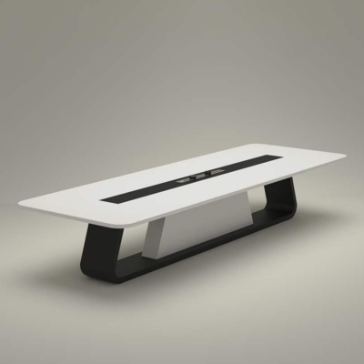 Bàn họp gỗ công nghiệp 2m4, chân gỗ uốn cong độc đáo DKFBH110