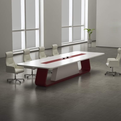 Bàn họp gỗ công nghiệp 2m4, chân gỗ uốn cong độc đáo DKFBH110