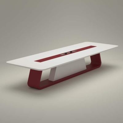 Bàn họp gỗ công nghiệp 2m4, chân gỗ uốn cong độc đáo DKFBH110