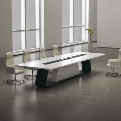 Bàn họp gỗ công nghiệp 2m4, chân gỗ uốn cong độc đáo DKFBH110