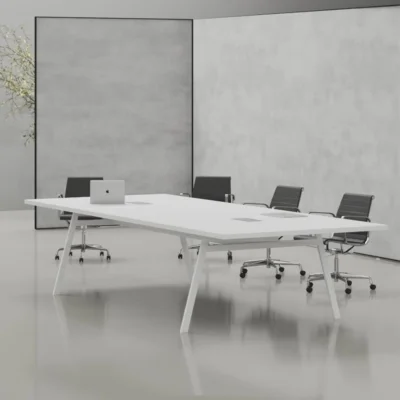 DKFBH84 | Bàn họp Orange chân trắng dạng côn, mặt gỗ công nghiệp bền bỉ