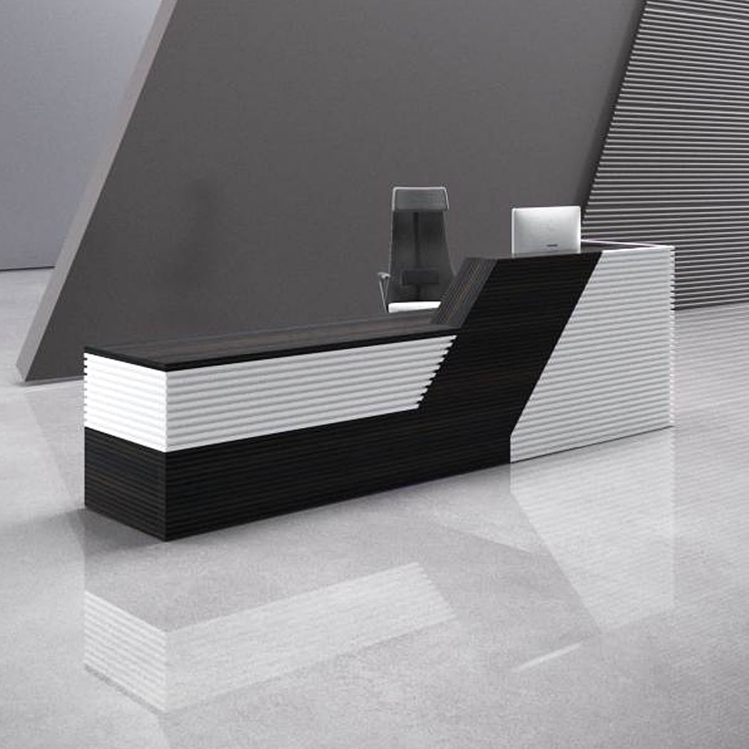 Quầy lễ tân chữ I có sọc trắng đẹp mắt Peanut DKFQLT32-W Quầy lễ tân chữ I có sọc trắng đẹp mắt Peanut DKFQLT32-W