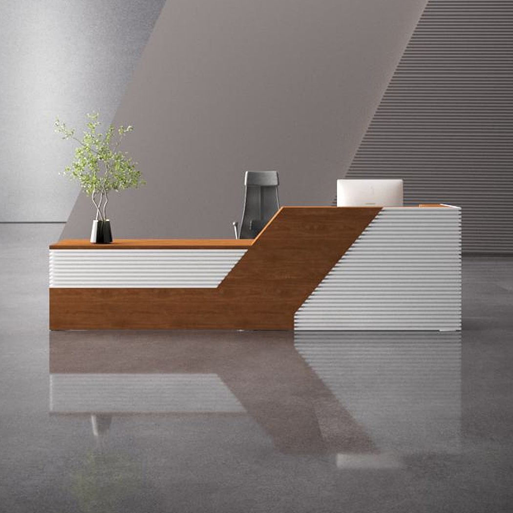 Quầy lễ tân chữ I có sọc trắng đẹp mắt Peanut DKFQLT32-W Quầy lễ tân chữ I có sọc trắng đẹp mắt Peanut DKFQLT32-W