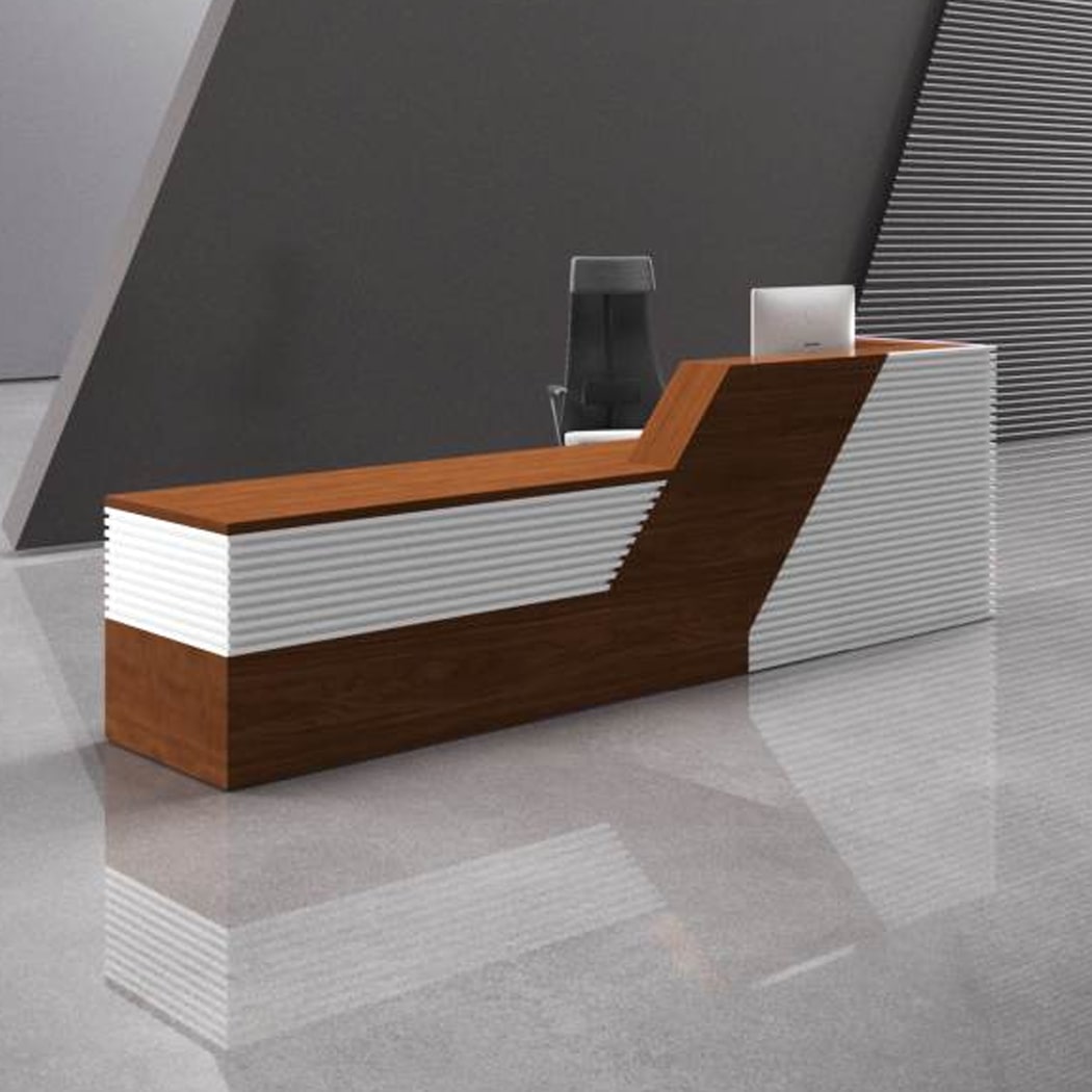 Quầy lễ tân chữ I có sọc trắng đẹp mắt Peanut DKFQLT32-W Quầy lễ tân chữ I có sọc trắng đẹp mắt Peanut DKFQLT32-W