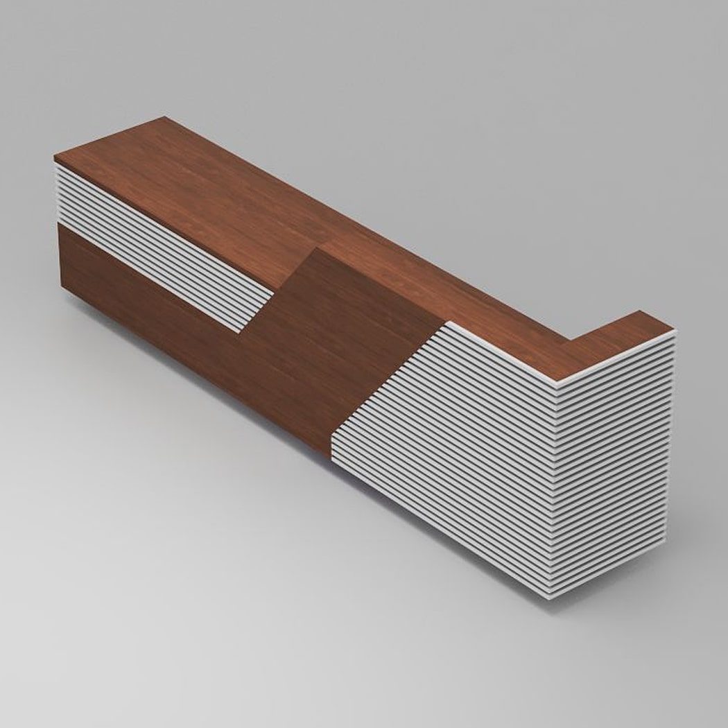 Quầy lễ tân chữ I có sọc trắng đẹp mắt Peanut DKFQLT32-W Quầy lễ tân chữ I có sọc trắng đẹp mắt Peanut DKFQLT32-W