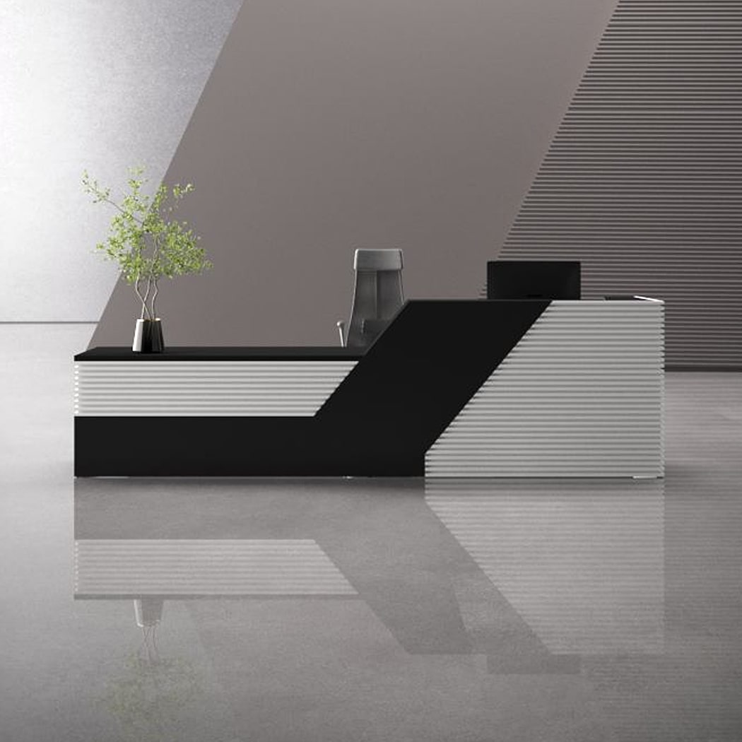 Quầy lễ tân chữ I có sọc trắng đẹp mắt Peanut DKFQLT32-W Quầy lễ tân chữ I có sọc trắng đẹp mắt Peanut DKFQLT32-W