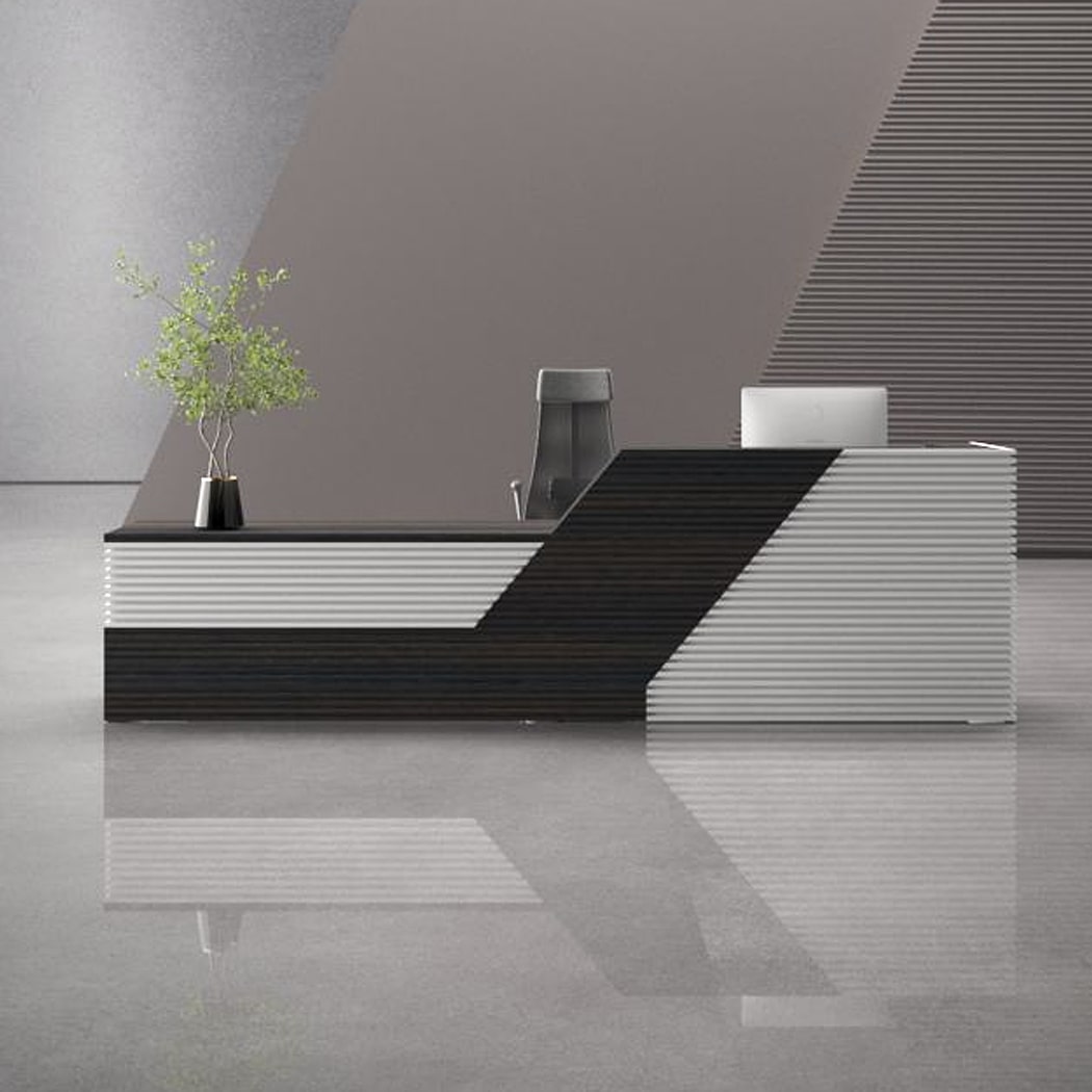 Quầy lễ tân chữ I có sọc trắng đẹp mắt Peanut DKFQLT32-W Quầy lễ tân chữ I có sọc trắng đẹp mắt Peanut DKFQLT32-W