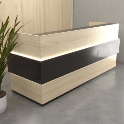 Quầy lễ tân chữ U kèm hộc di động và đèn LED trang trí đẹp DKFQLT36-B