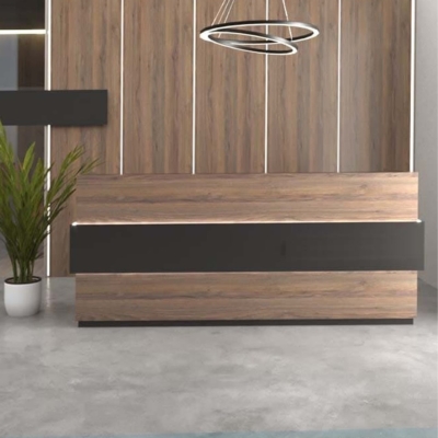 Quầy lễ tân chữ U kèm hộc di động và đèn LED trang trí đẹp DKFQLT36-B