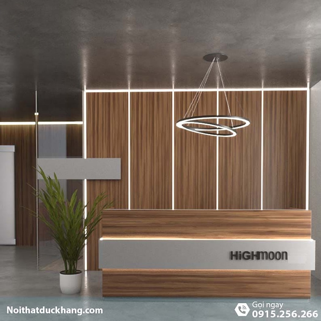 Quầy lễ tân chữ U màu xám, có đèn LED trang trí đẹp mắt Ibex DKFQLT36-G