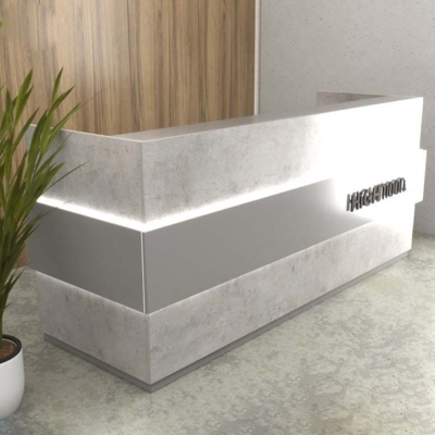 Quầy lễ tân chữ U kèm hộc di động và đèn LED trang trí đẹp DKFQLT36-B