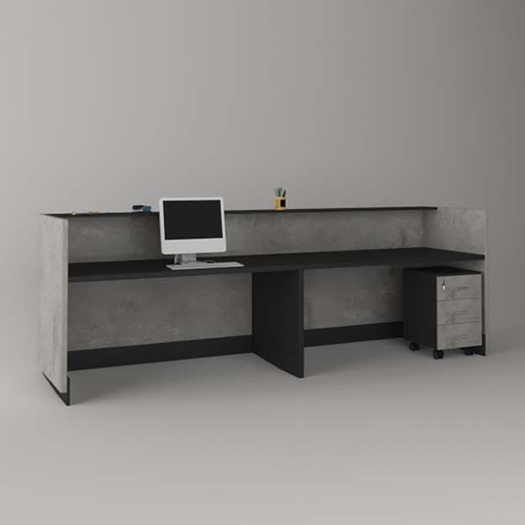 Quầy lễ tân chữ U màu đen kèm hộc di động, dành cho 2 người Rok DKFQLT37-B Quầy lễ tân chữ U màu đen kèm hộc di động, dành cho 2 người Rok DKFQLT37-B