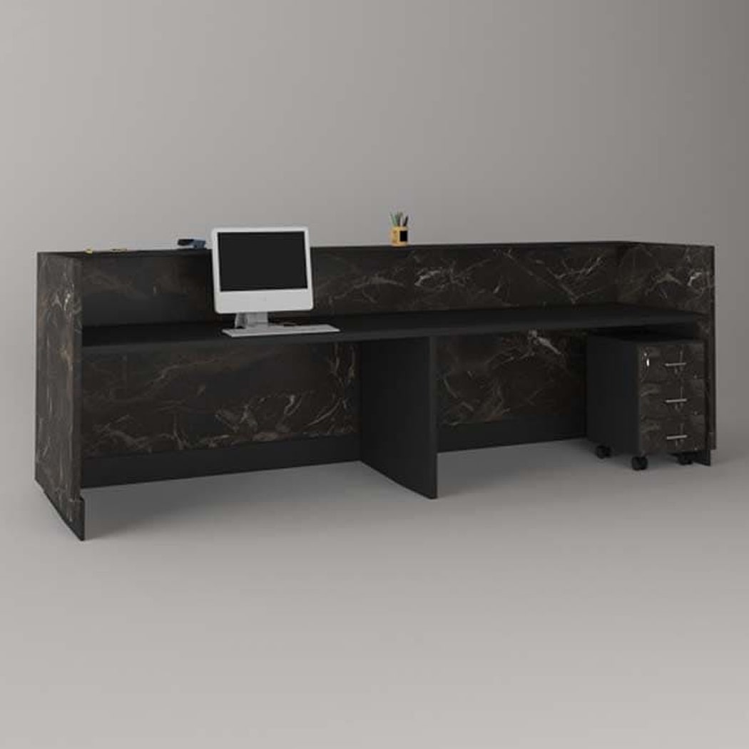 Quầy lễ tân chữ U màu đen kèm hộc di động, dành cho 2 người Rok DKFQLT37-B Quầy lễ tân chữ U màu đen kèm hộc di động, dành cho 2 người Rok DKFQLT37-B