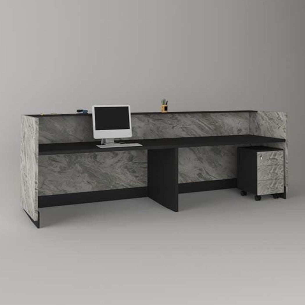 Quầy lễ tân chữ U màu đen kèm hộc di động, dành cho 2 người Rok DKFQLT37-B Quầy lễ tân chữ U màu đen kèm hộc di động, dành cho 2 người Rok DKFQLT37-B